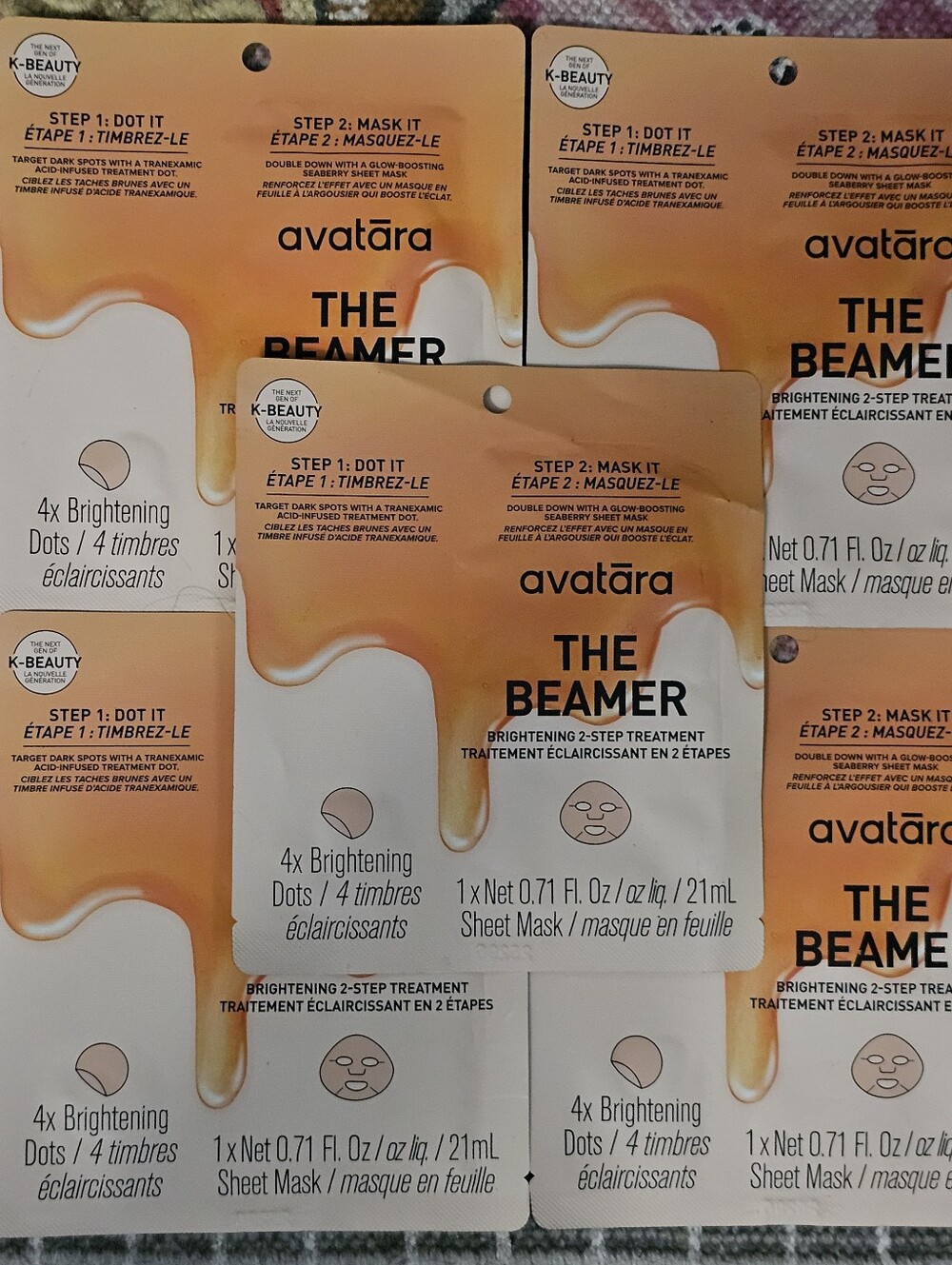 Lot of 5 ~ Avatara The Beamer Brightening 2-Step Treatment Dots + Sheet Mask